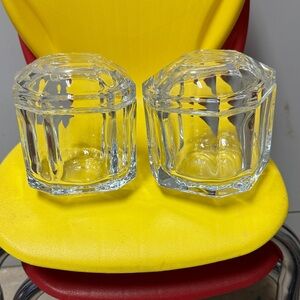 Elegant Clear Glass “candy dishes” or “cotton ball holder” - set of 2